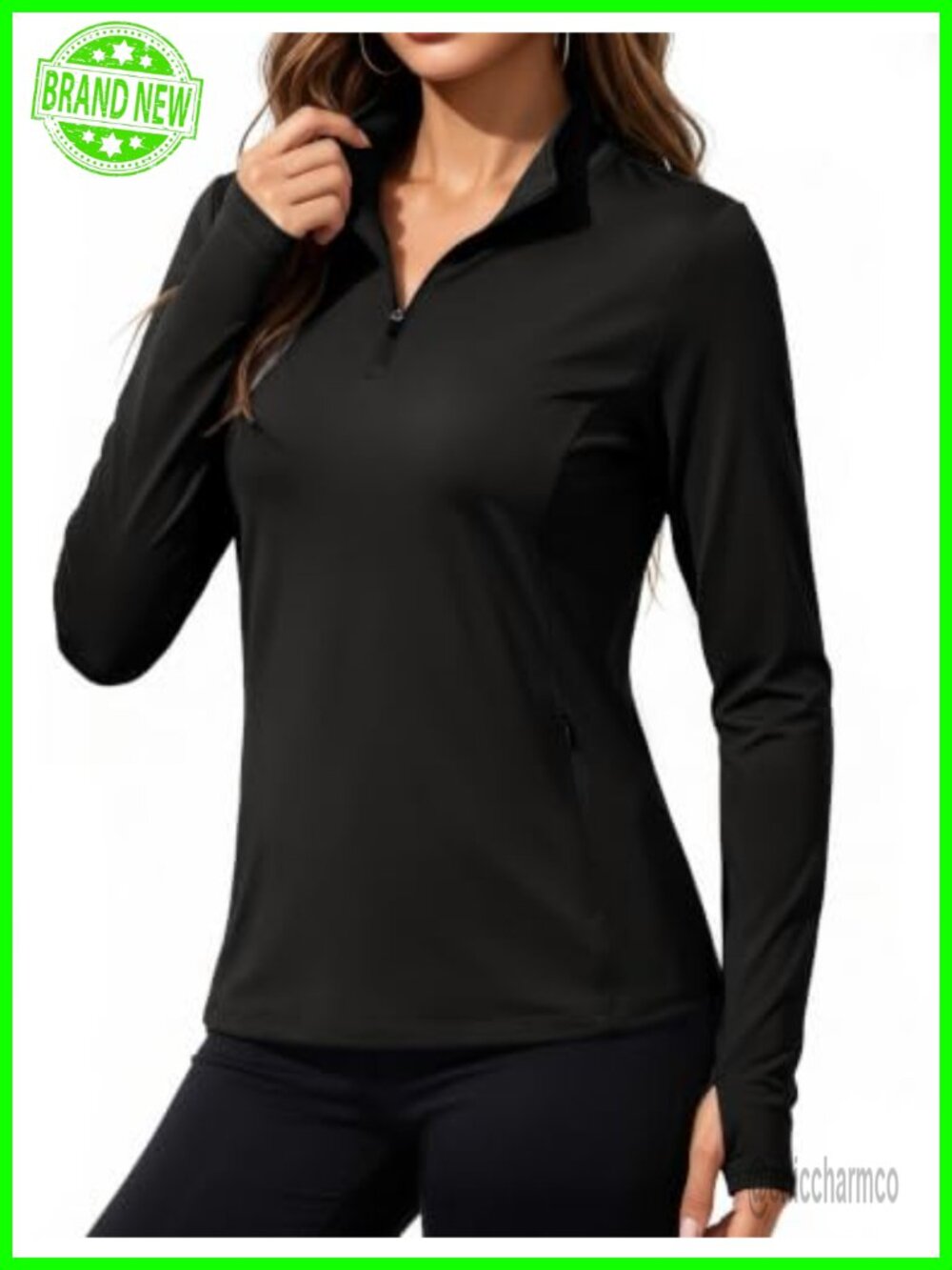 Women's Quarter Zip Fleece Pullover Long Sleeve Thermal Athletic Top